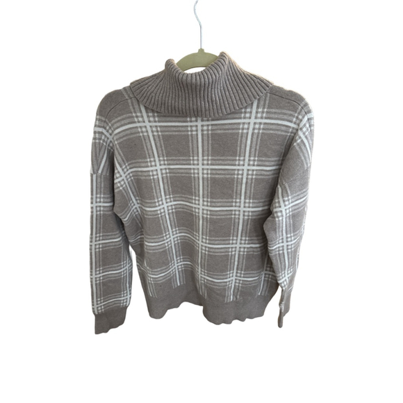 Women's MAX STUDIO Beige Plaid Cowl Neck Sweater XL - Picture 3 of 3